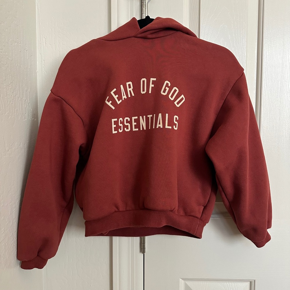 Fear of God ESSENTIALS Kids Crimson Fleece Hoodie Size 8
